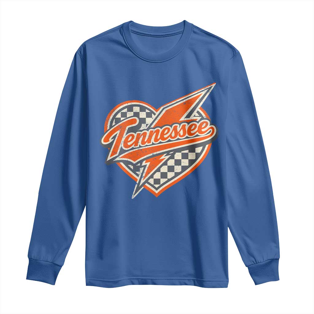 Vintage Tennessee Long Sleeve Shirt Checkered Heart Love TN Orange US State