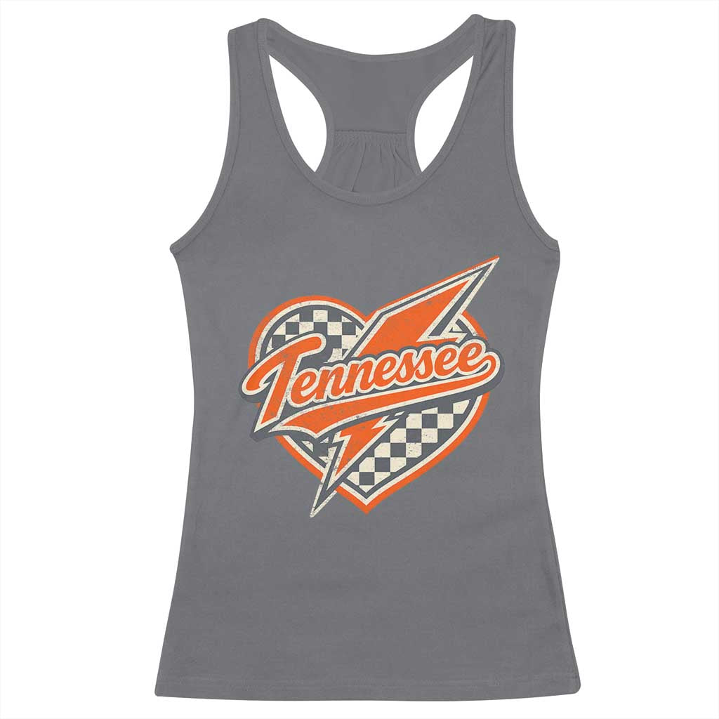 Vintage Tennessee Racerback Tank Top Checkered Heart Love TN Orange US State