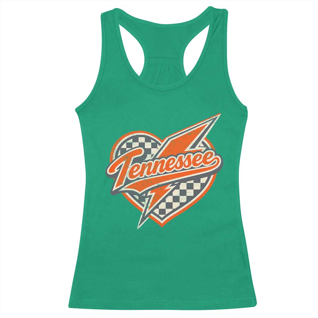 Vintage Tennessee Racerback Tank Top Checkered Heart Love TN Orange US State