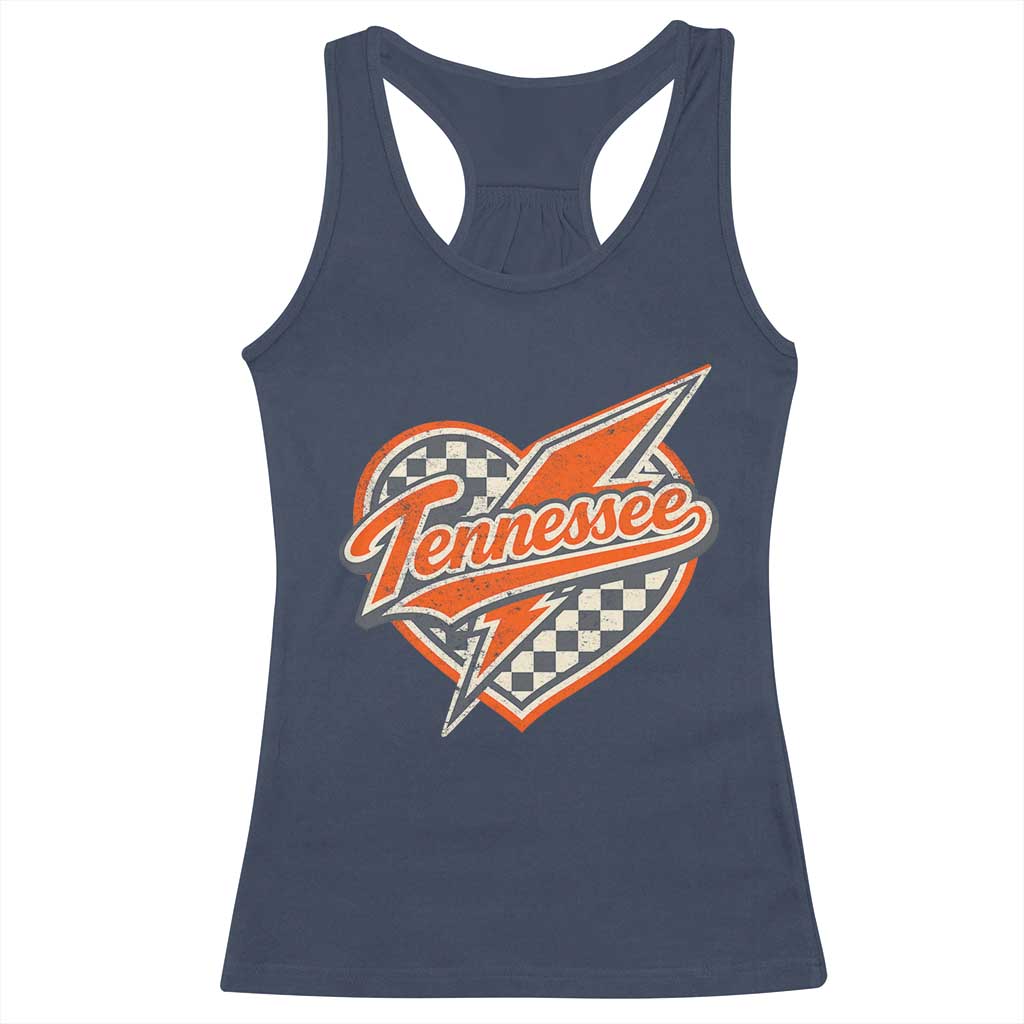 Vintage Tennessee Racerback Tank Top Checkered Heart Love TN Orange US State