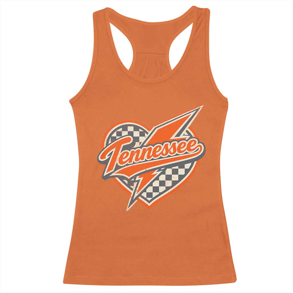 Vintage Tennessee Racerback Tank Top Checkered Heart Love TN Orange US State