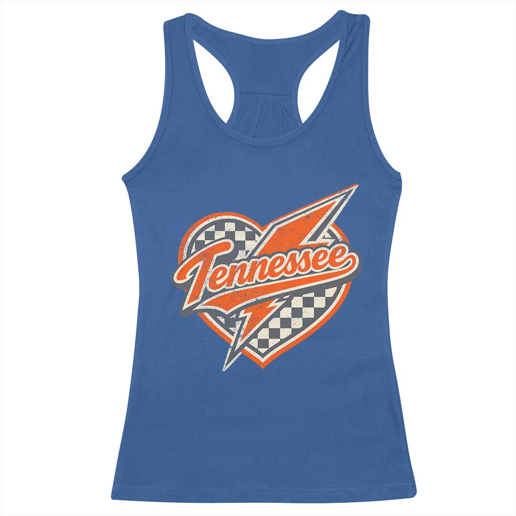 Vintage Tennessee Racerback Tank Top Checkered Heart Love TN Orange US State