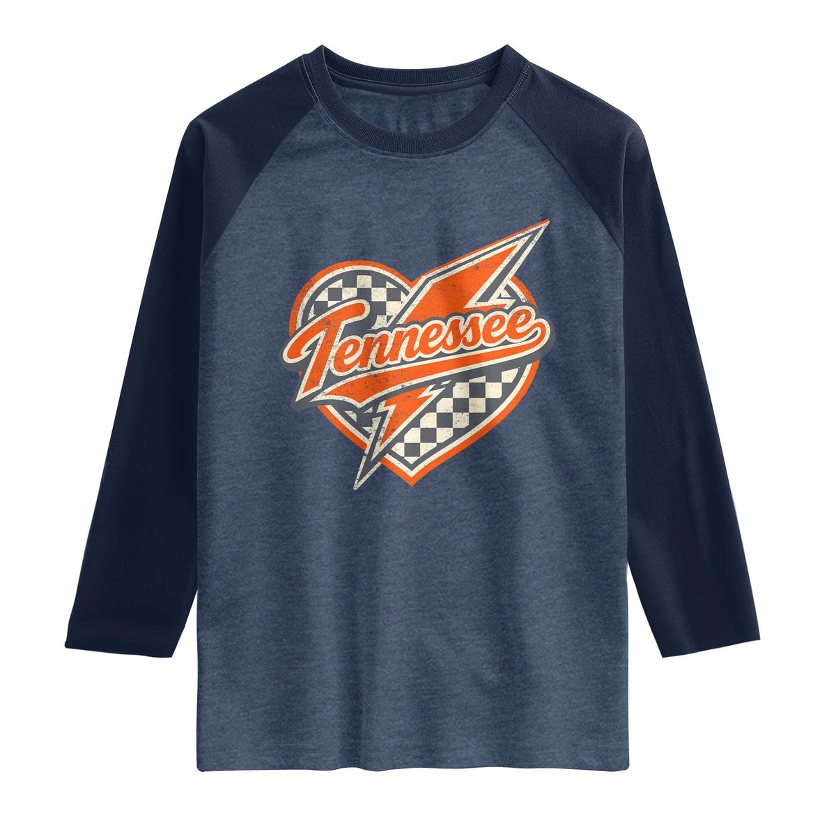 Vintage Tennessee Raglan Shirt Checkered Heart Love TN Orange US State