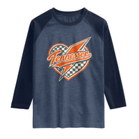 Vintage Tennessee Raglan Shirt Checkered Heart Love TN Orange US State