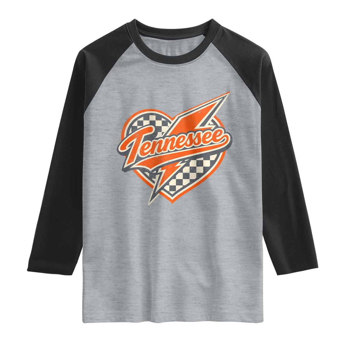 Vintage Tennessee Raglan Shirt Checkered Heart Love TN Orange US State