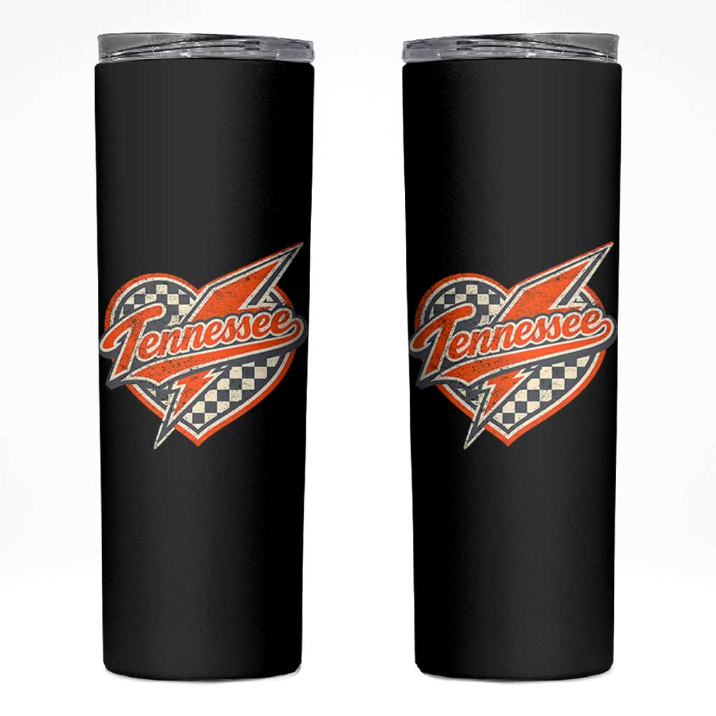 Vintage Tennessee Skinny Tumbler Checkered Heart Love TN Orange US State