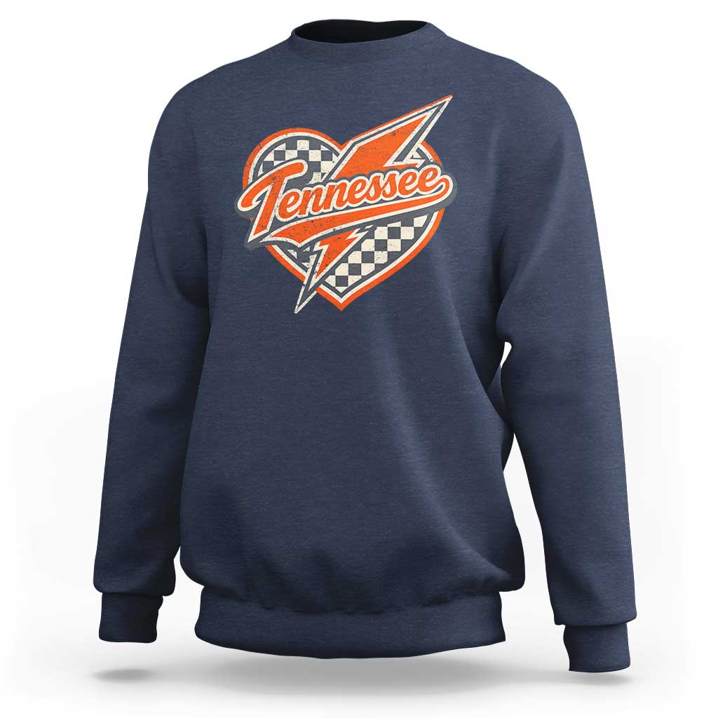 Vintage Tennessee Sweatshirt Checkered Heart Love TN Orange US State
