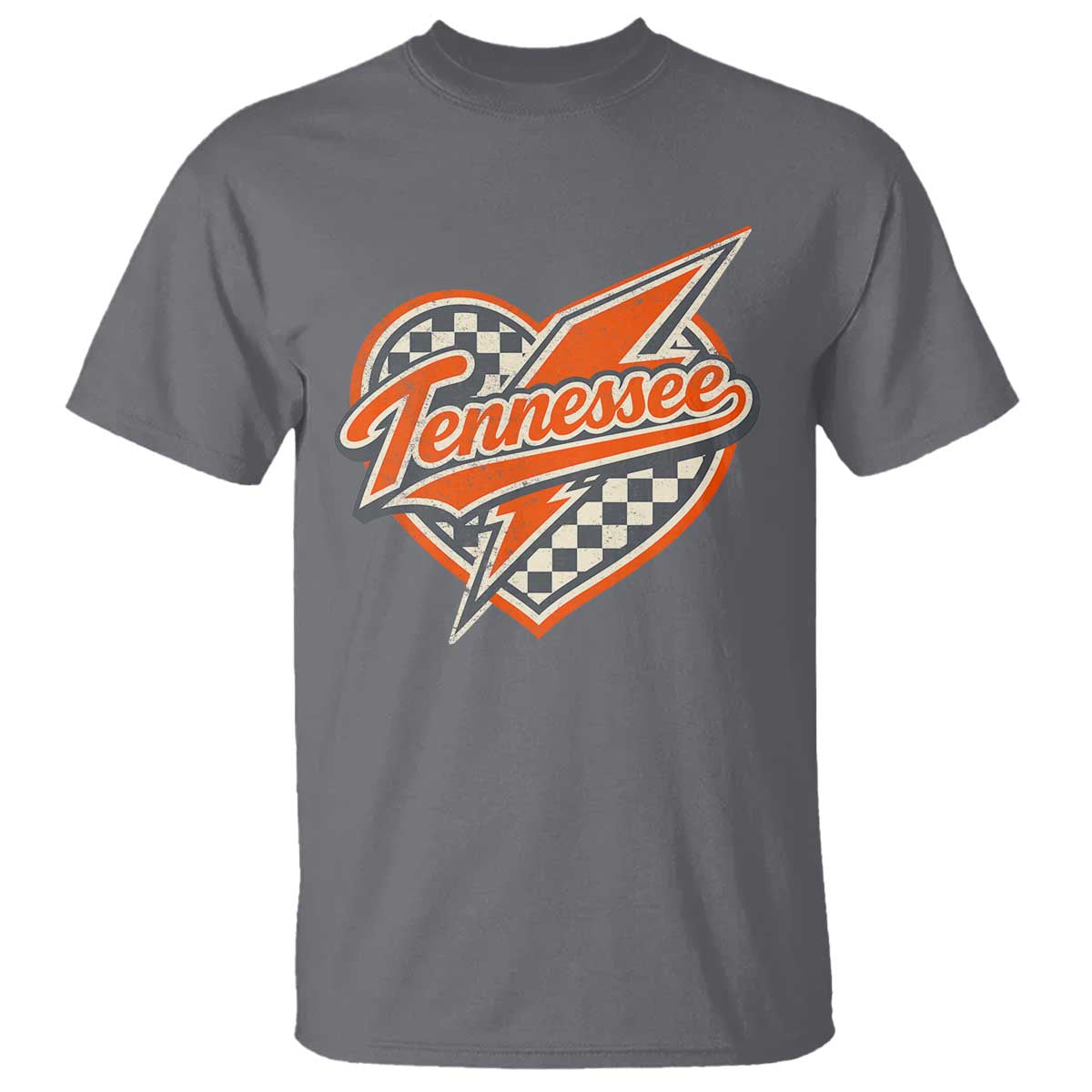 Vintage Tennessee T Shirt Checkered Heart Love TN Orange US State
