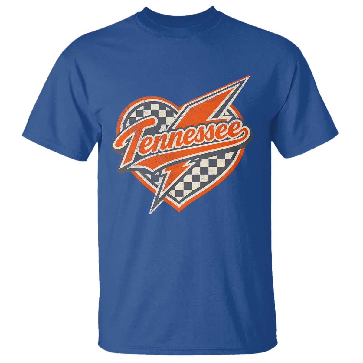 Vintage Tennessee T Shirt Checkered Heart Love TN Orange US State