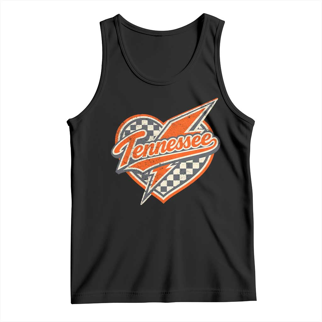 Vintage Tennessee Tank Top Checkered Heart Love TN Orange US State