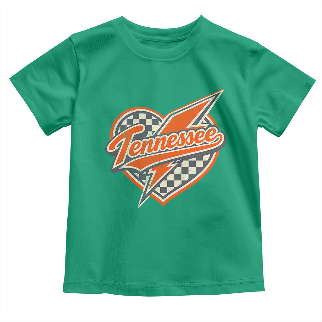 Vintage Tennessee Toddler T Shirt Checkered Heart Love TN Orange US State