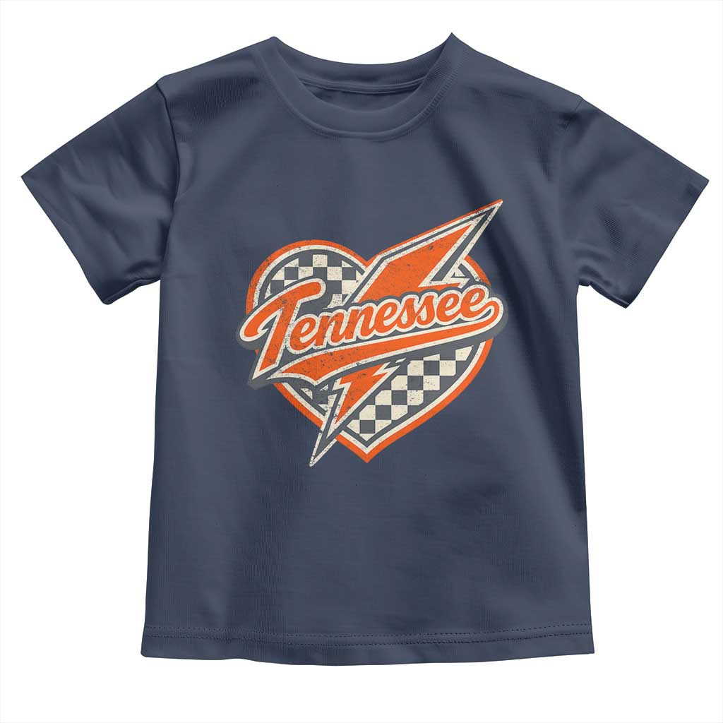 Vintage Tennessee Toddler T Shirt Checkered Heart Love TN Orange US State