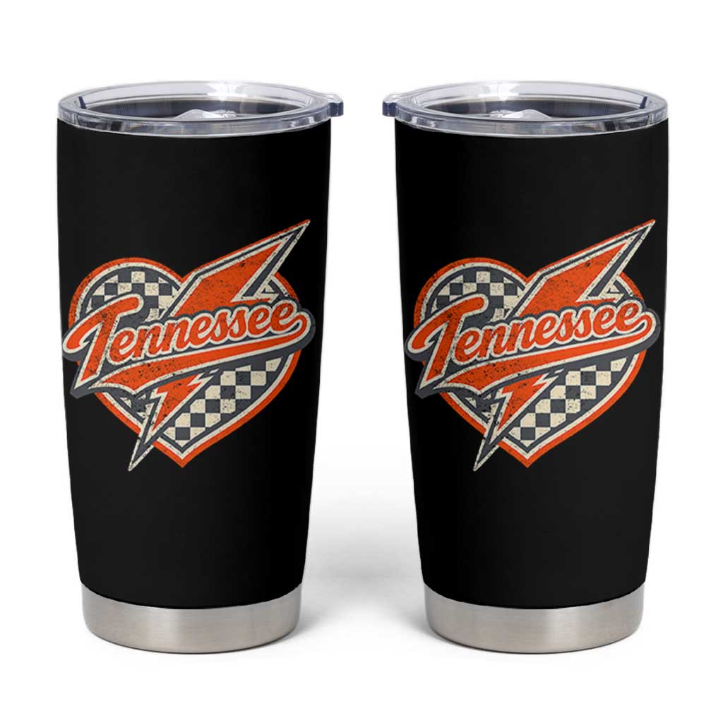 Vintage Tennessee Tumbler Cup Checkered Heart Love TN Orange US State