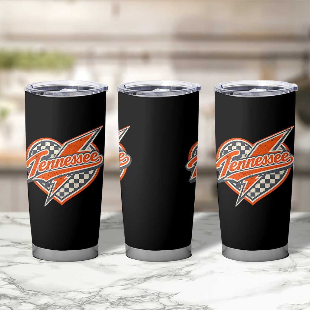 Vintage Tennessee Tumbler Cup Checkered Heart Love TN Orange US State