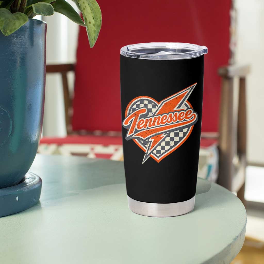 Vintage Tennessee Tumbler Cup Checkered Heart Love TN Orange US State