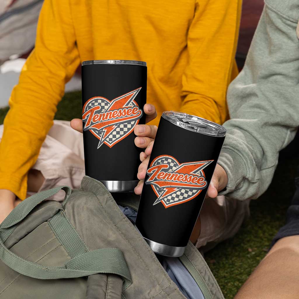Vintage Tennessee Tumbler Cup Checkered Heart Love TN Orange US State