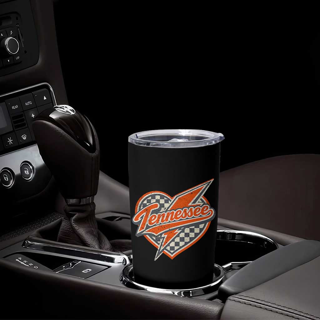 Vintage Tennessee Tumbler Cup Checkered Heart Love TN Orange US State
