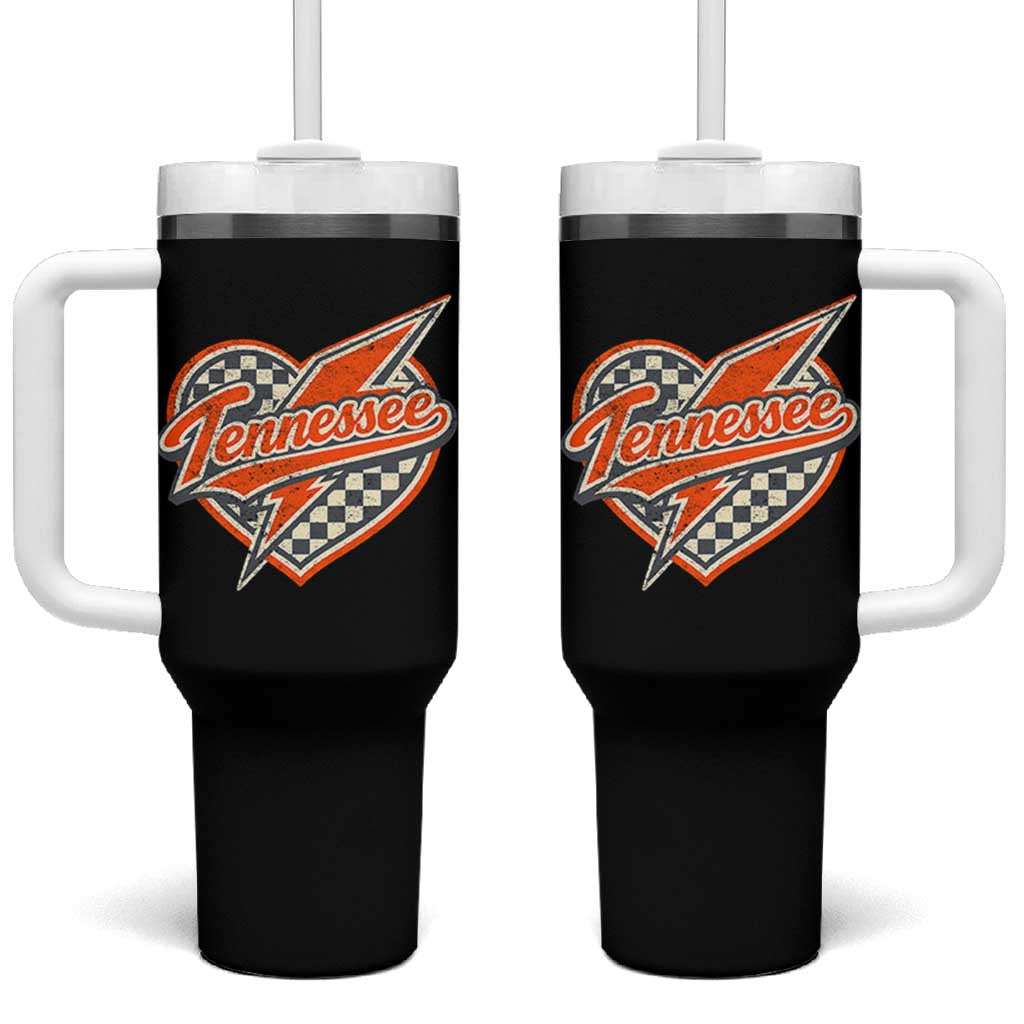 Vintage Tennessee Tumbler With Handle Checkered Heart Love TN Orange US State
