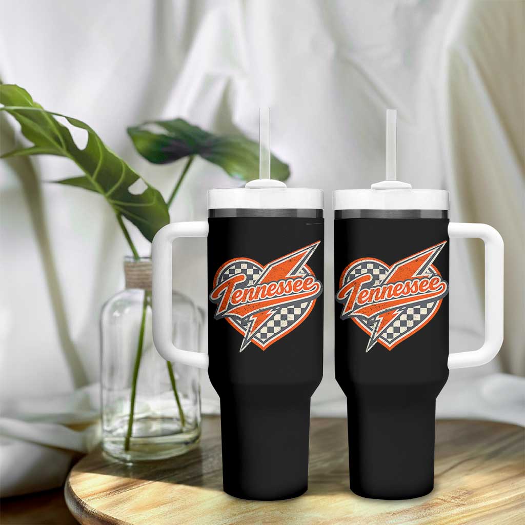 Vintage Tennessee Tumbler With Handle Checkered Heart Love TN Orange US State