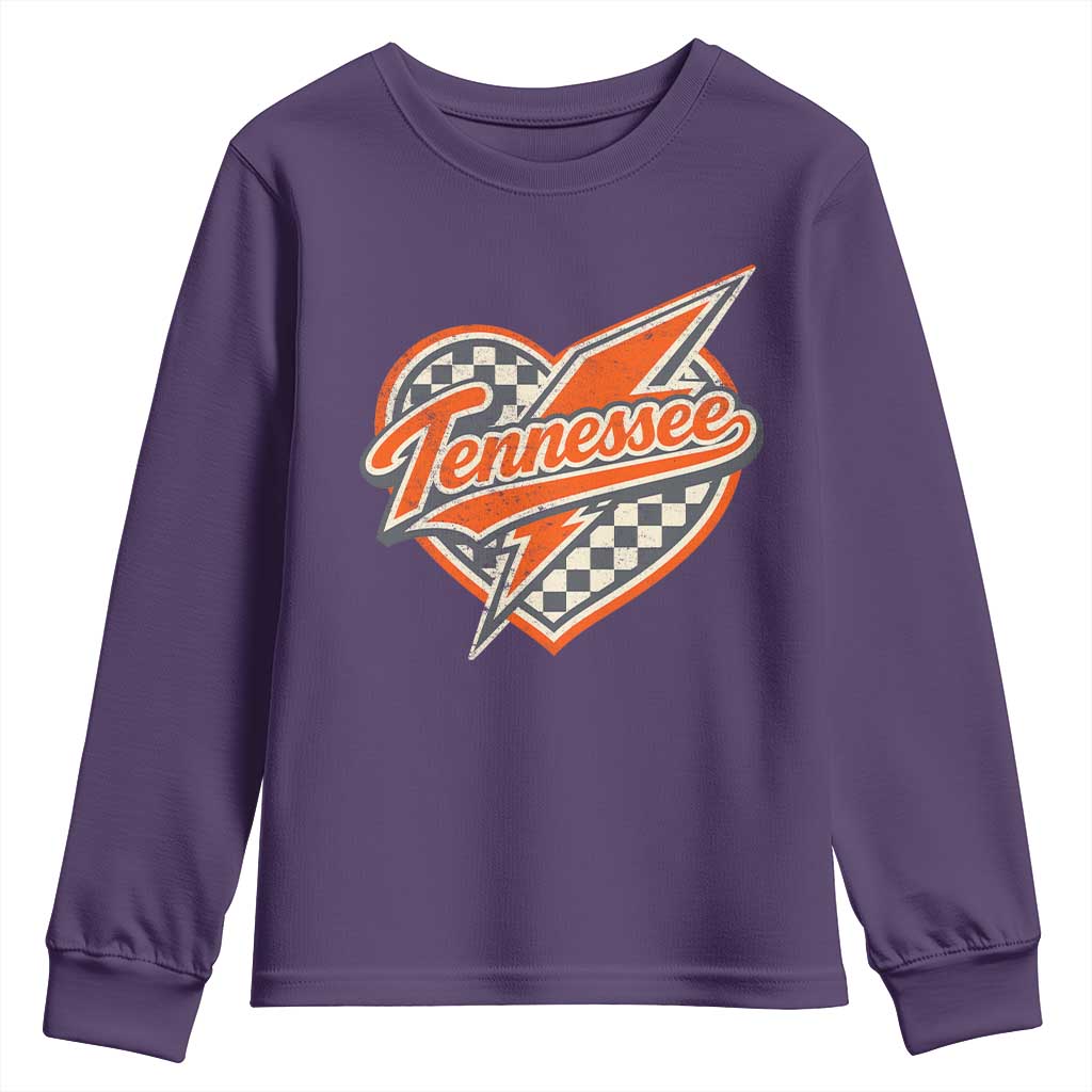 Vintage Tennessee Youth Sweatshirt Checkered Heart Love TN Orange US State