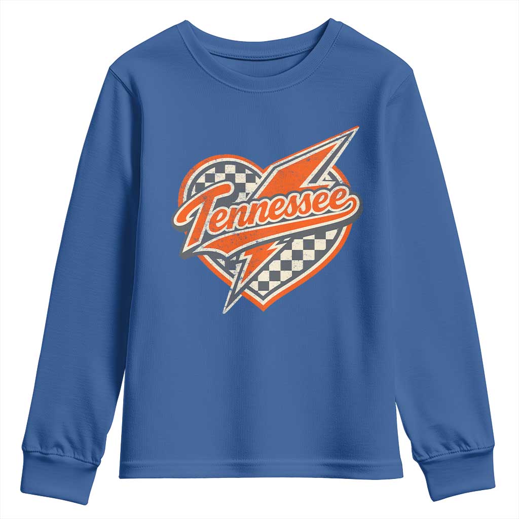 Vintage Tennessee Youth Sweatshirt Checkered Heart Love TN Orange US State