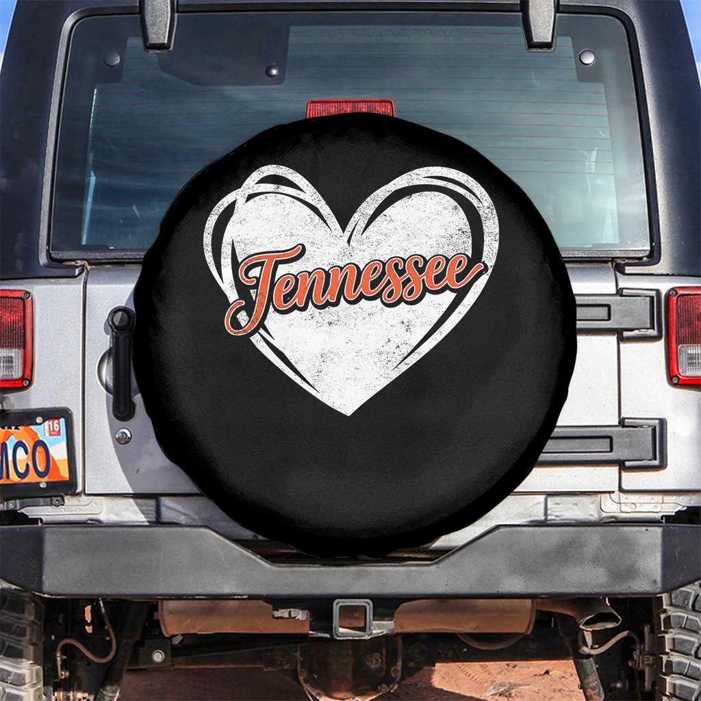 Vintage Tennessee Spare Tire Cover Heart Graphic TN Orange US State