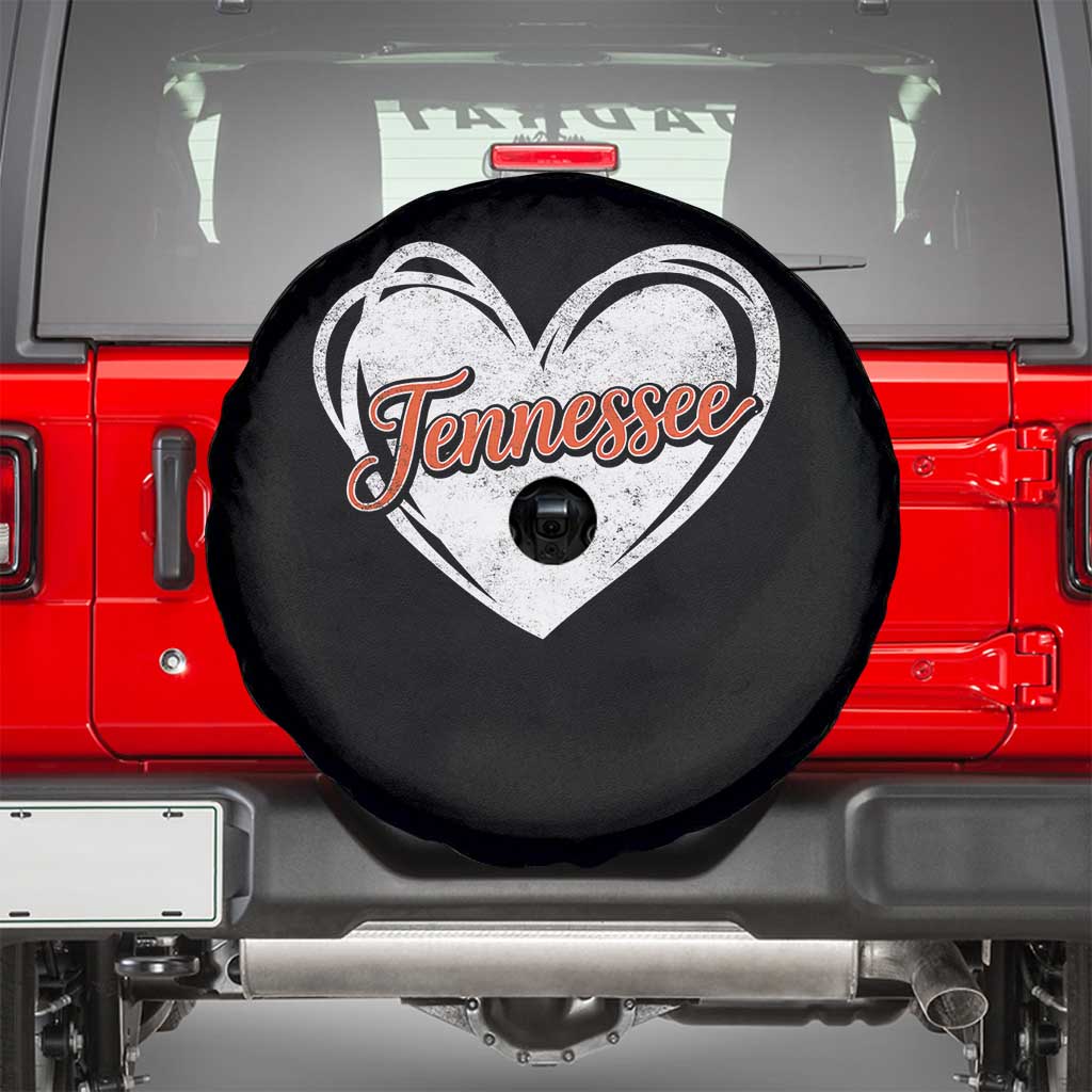 Vintage Tennessee Spare Tire Cover Heart Graphic TN Orange US State