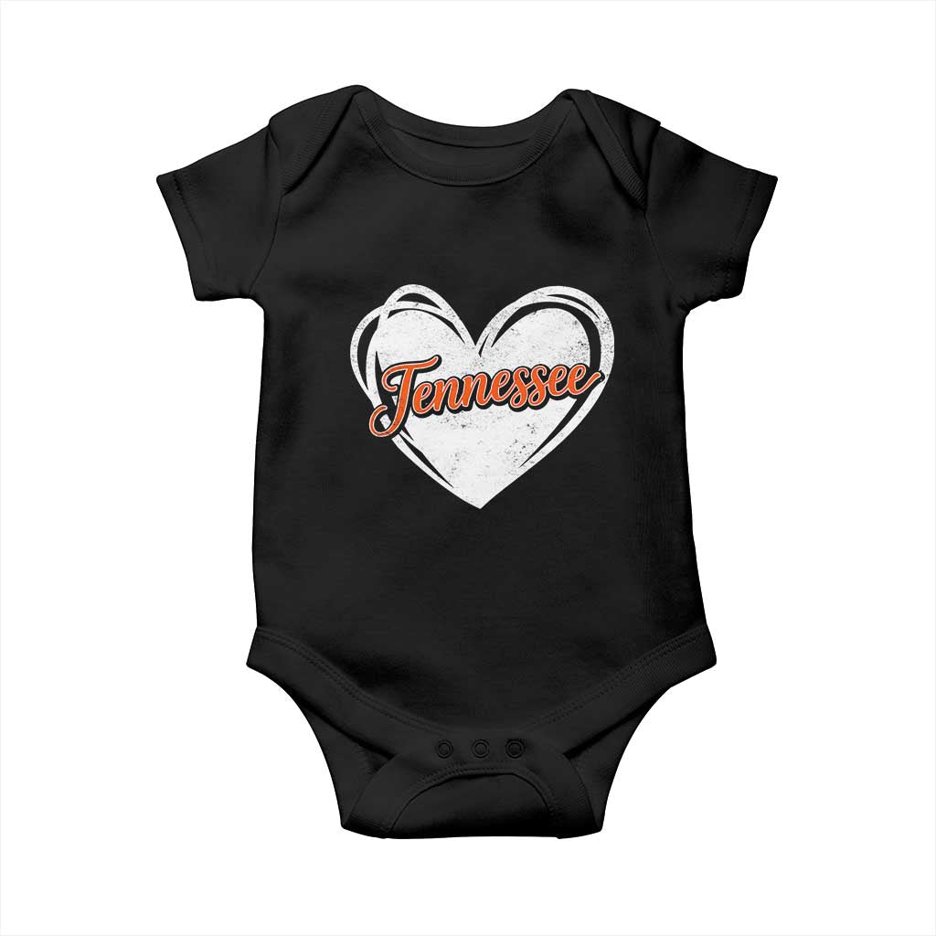 Vintage Tennessee Baby Onesie Heart Graphic TN Orange US State