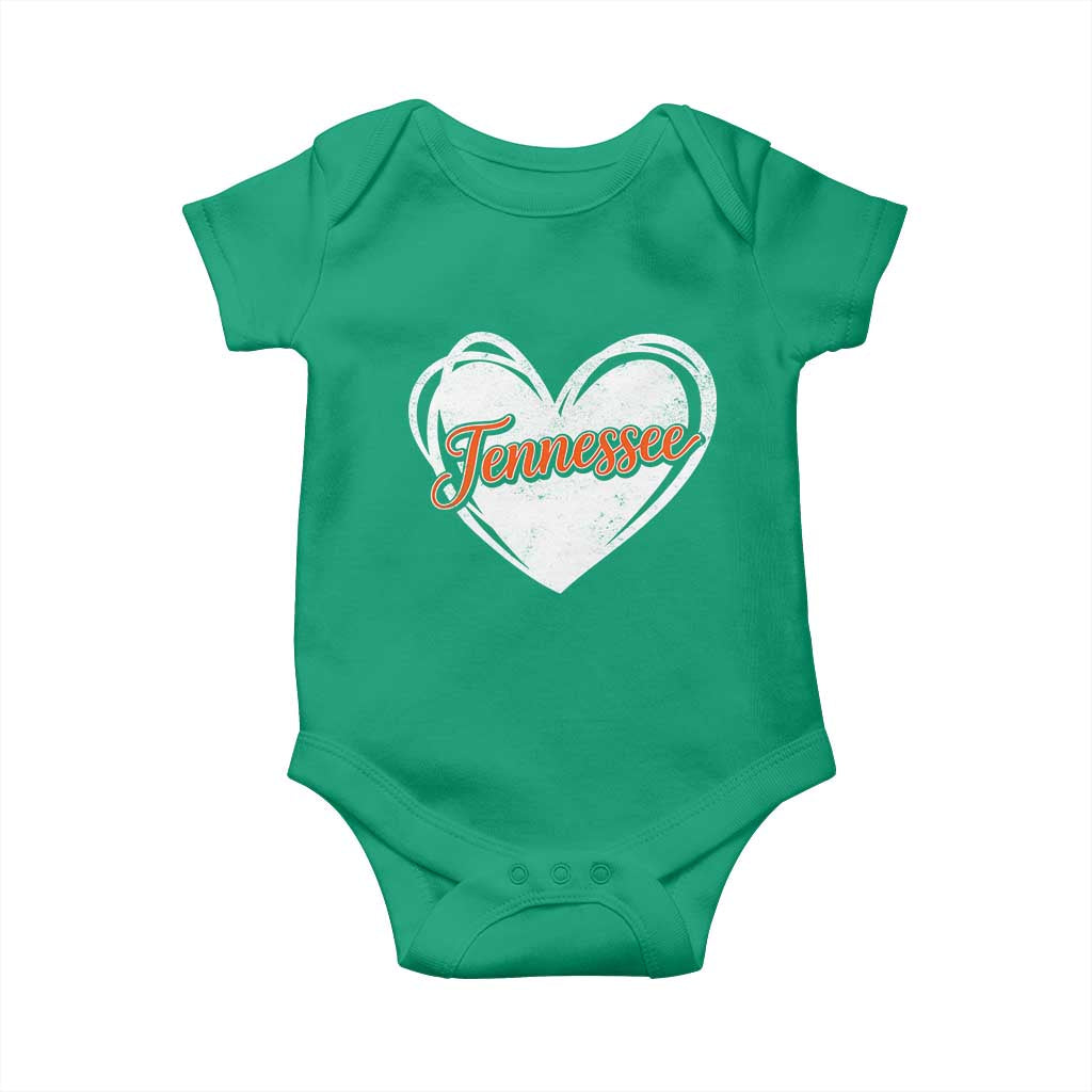 Vintage Tennessee Baby Onesie Heart Graphic TN Orange US State
