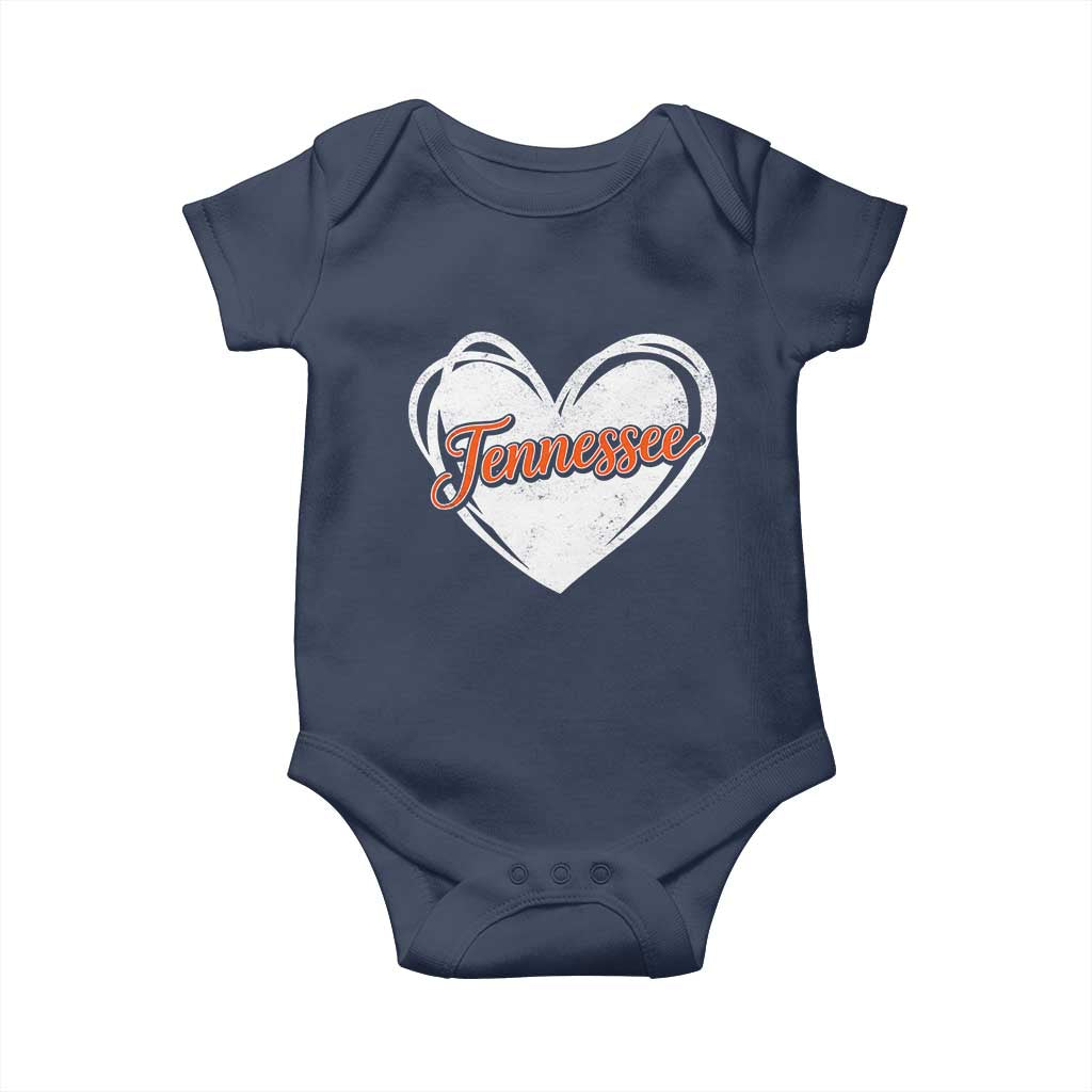 Vintage Tennessee Baby Onesie Heart Graphic TN Orange US State
