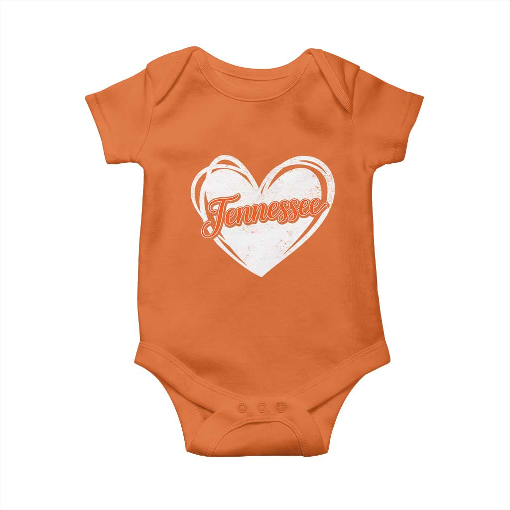 Vintage Tennessee Baby Onesie Heart Graphic TN Orange US State