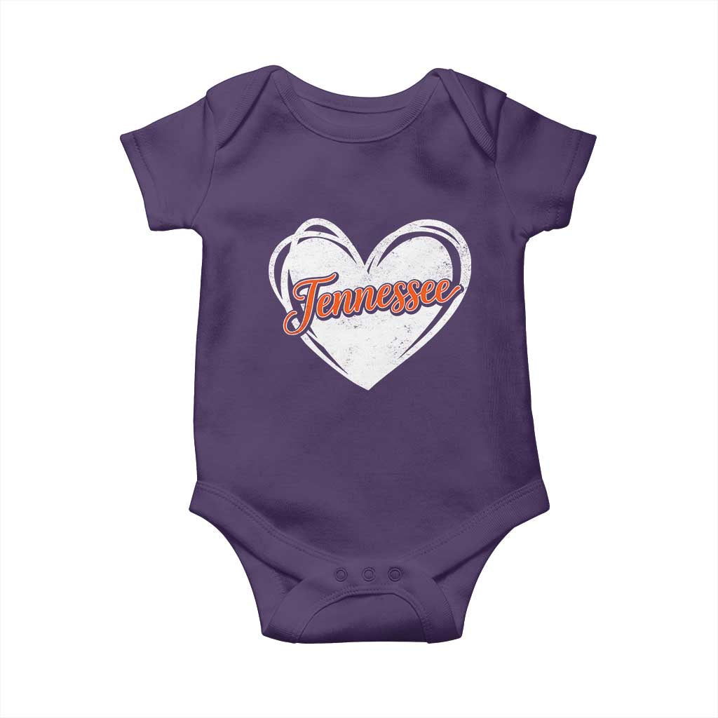 Vintage Tennessee Baby Onesie Heart Graphic TN Orange US State