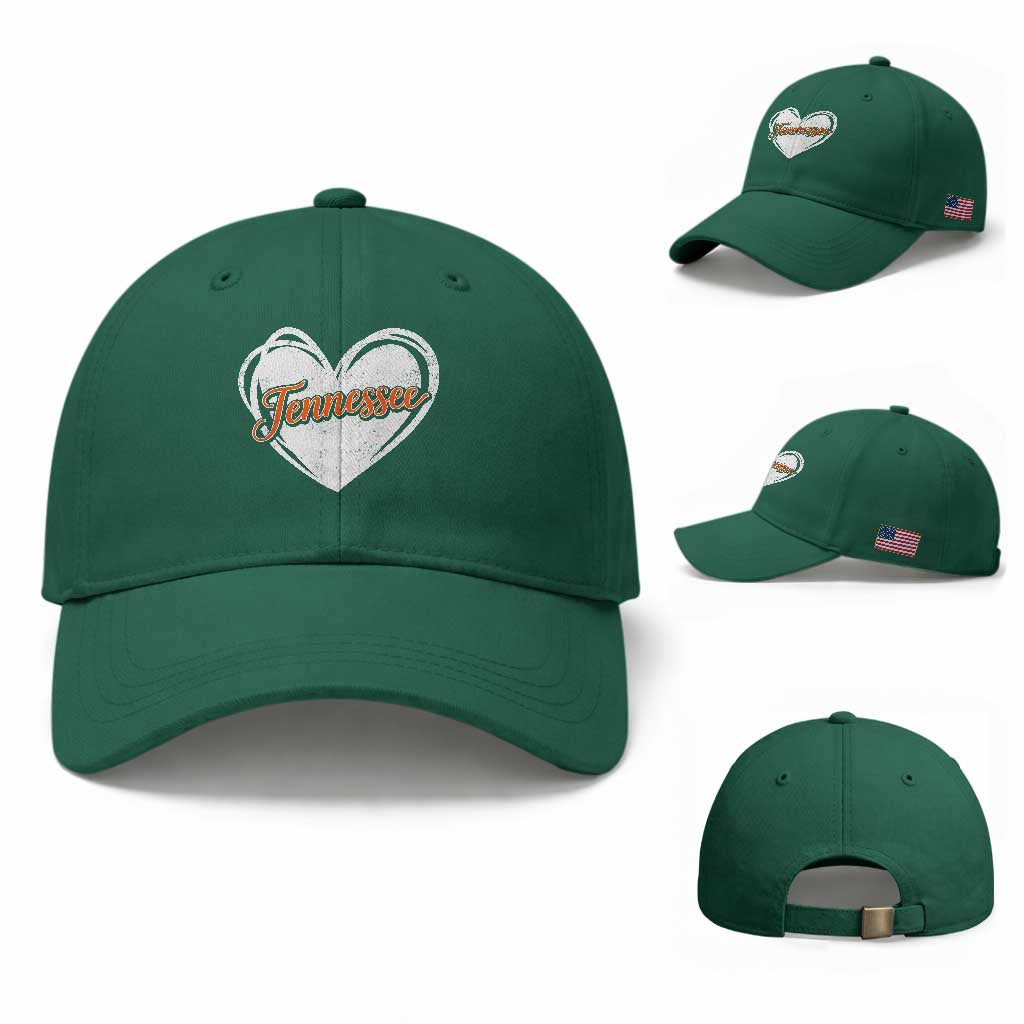 Vintage Tennessee Baseball Cap Heart Graphic TN Orange US State