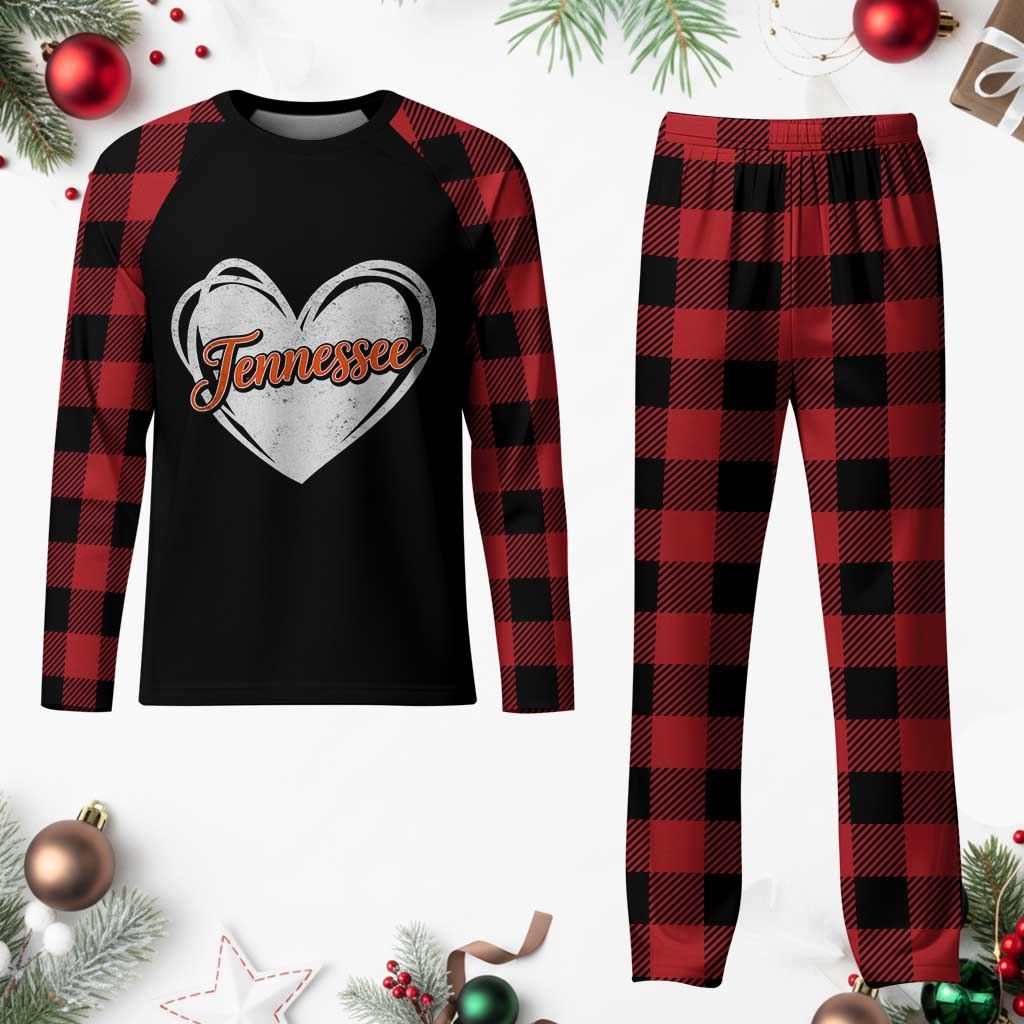 Vintage Tennessee Plaid Pajama Set Heart Graphic TN Orange US State