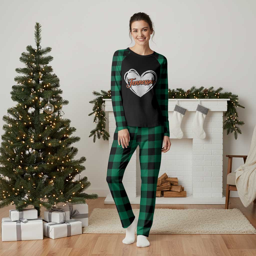 Vintage Tennessee Plaid Pajama Set Heart Graphic TN Orange US State