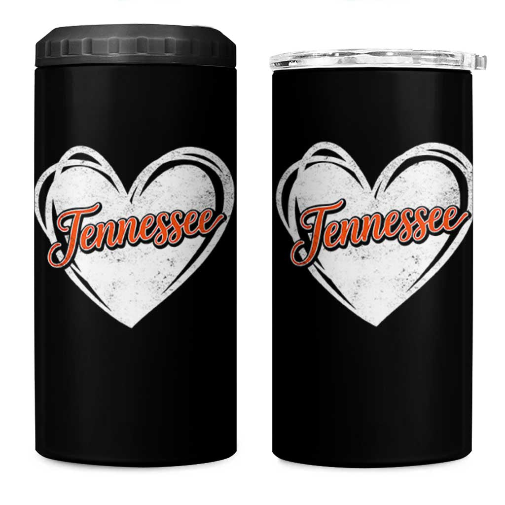 Vintage Tennessee 4 in 1 Can Cooler Tumbler Heart Graphic TN Orange US State
