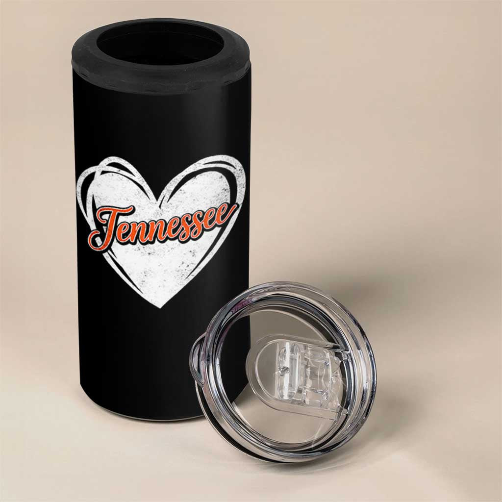 Vintage Tennessee 4 in 1 Can Cooler Tumbler Heart Graphic TN Orange US State