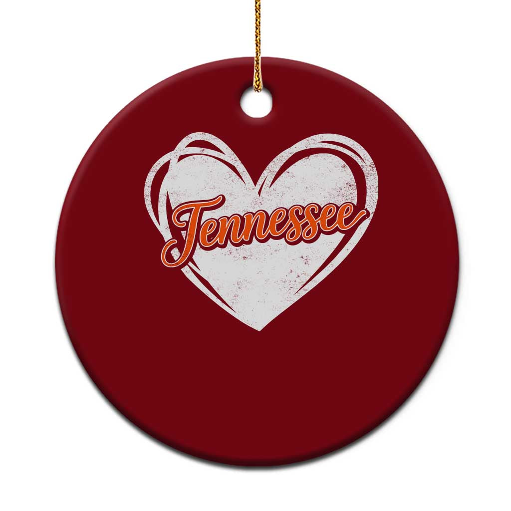 Vintage Tennessee Ceramic Ornament Heart Graphic TN Orange US State