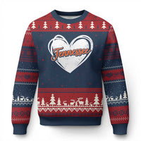 Vintage Tennessee Ugly Christmas Sweater Heart Graphic TN Orange US State