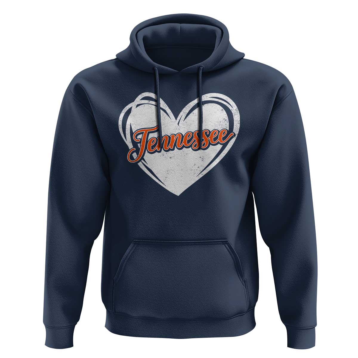 Vintage Tennessee Hoodie Heart Graphic TN Orange US State