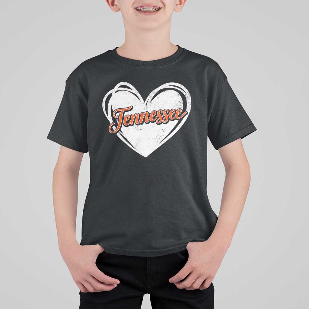 Vintage Tennessee T Shirt For Kid Heart Graphic TN Orange US State