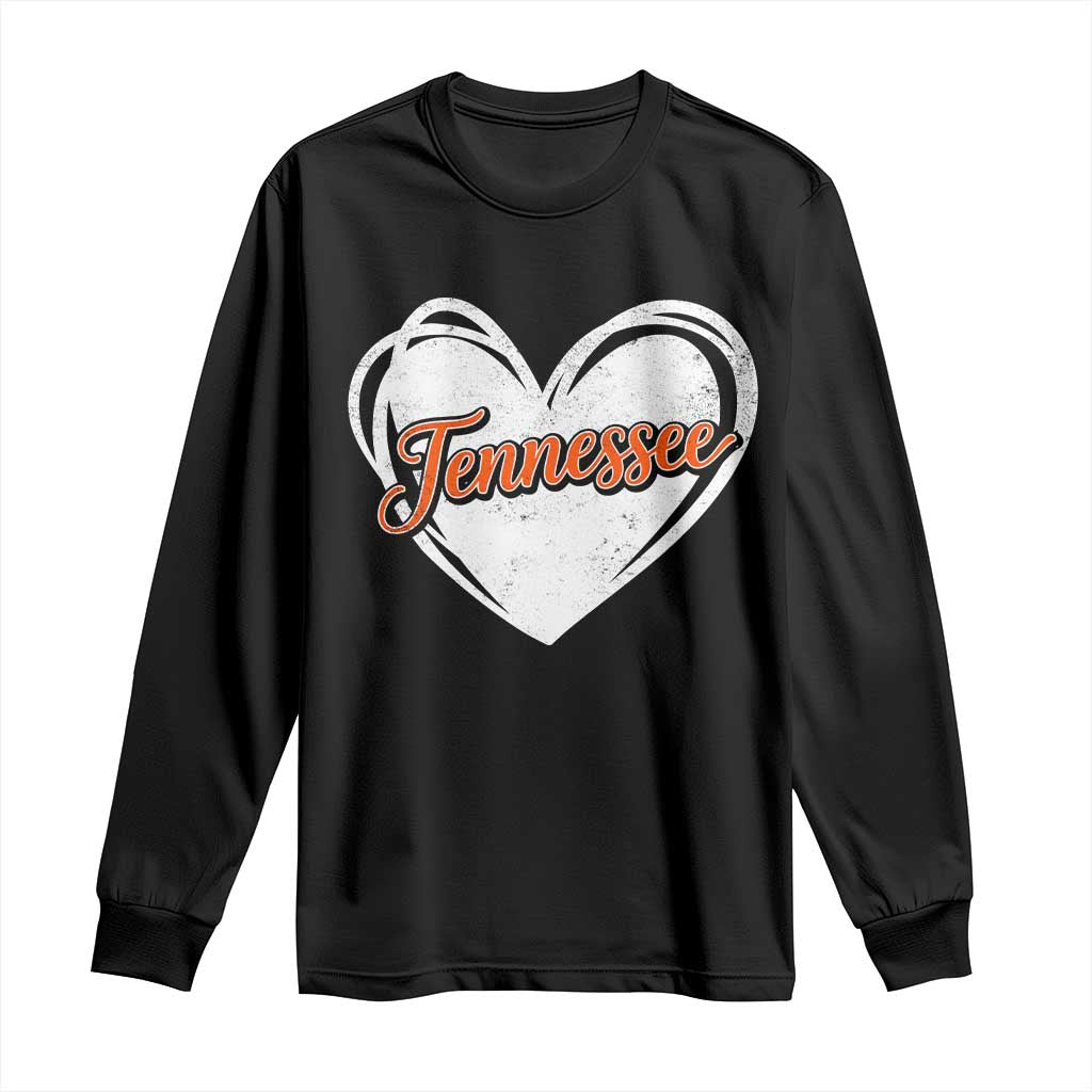 Vintage Tennessee Long Sleeve Shirt Heart Graphic TN Orange US State