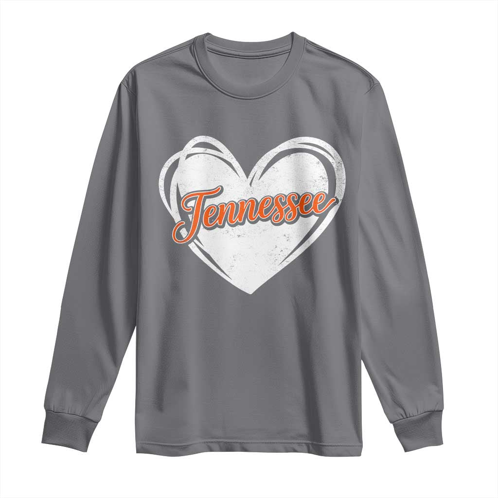 Vintage Tennessee Long Sleeve Shirt Heart Graphic TN Orange US State