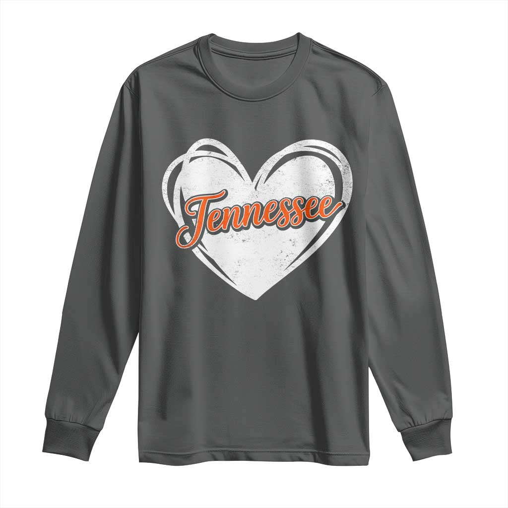 Vintage Tennessee Long Sleeve Shirt Heart Graphic TN Orange US State