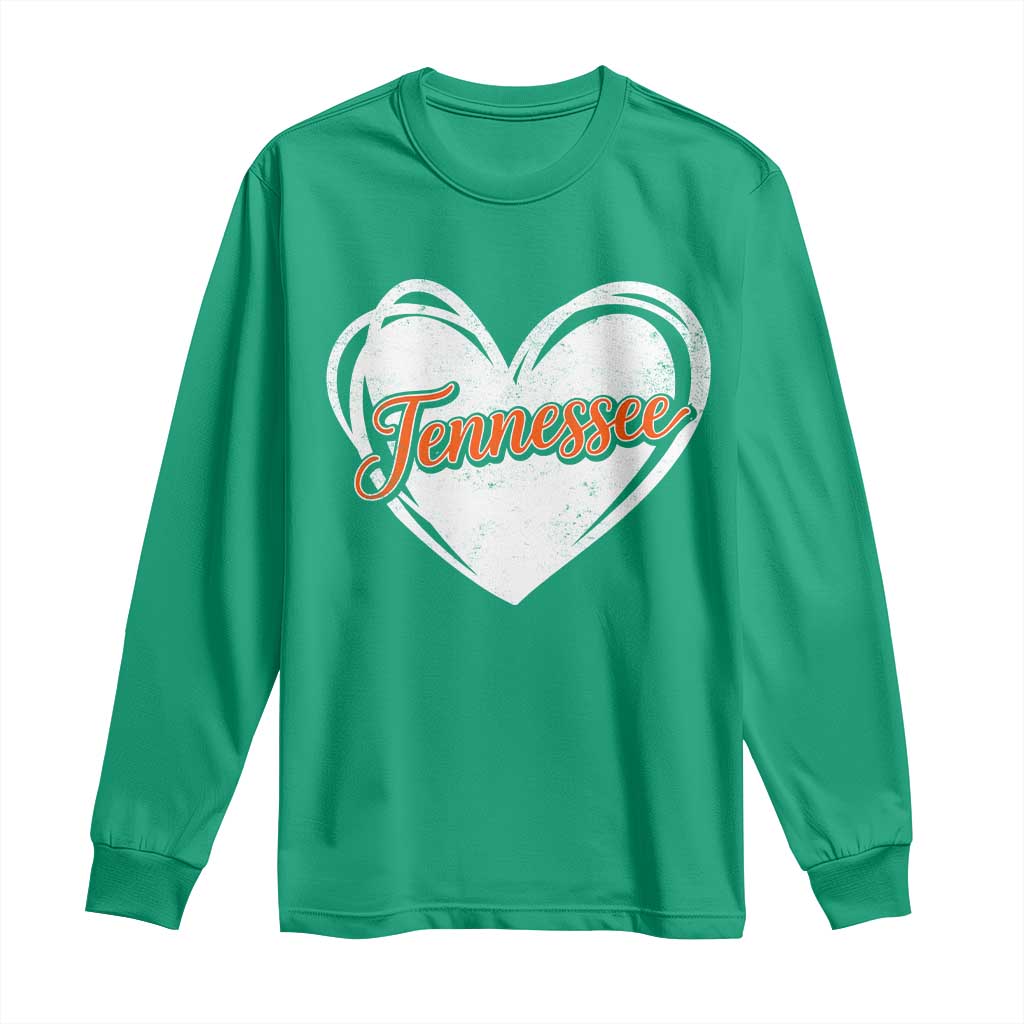 Vintage Tennessee Long Sleeve Shirt Heart Graphic TN Orange US State