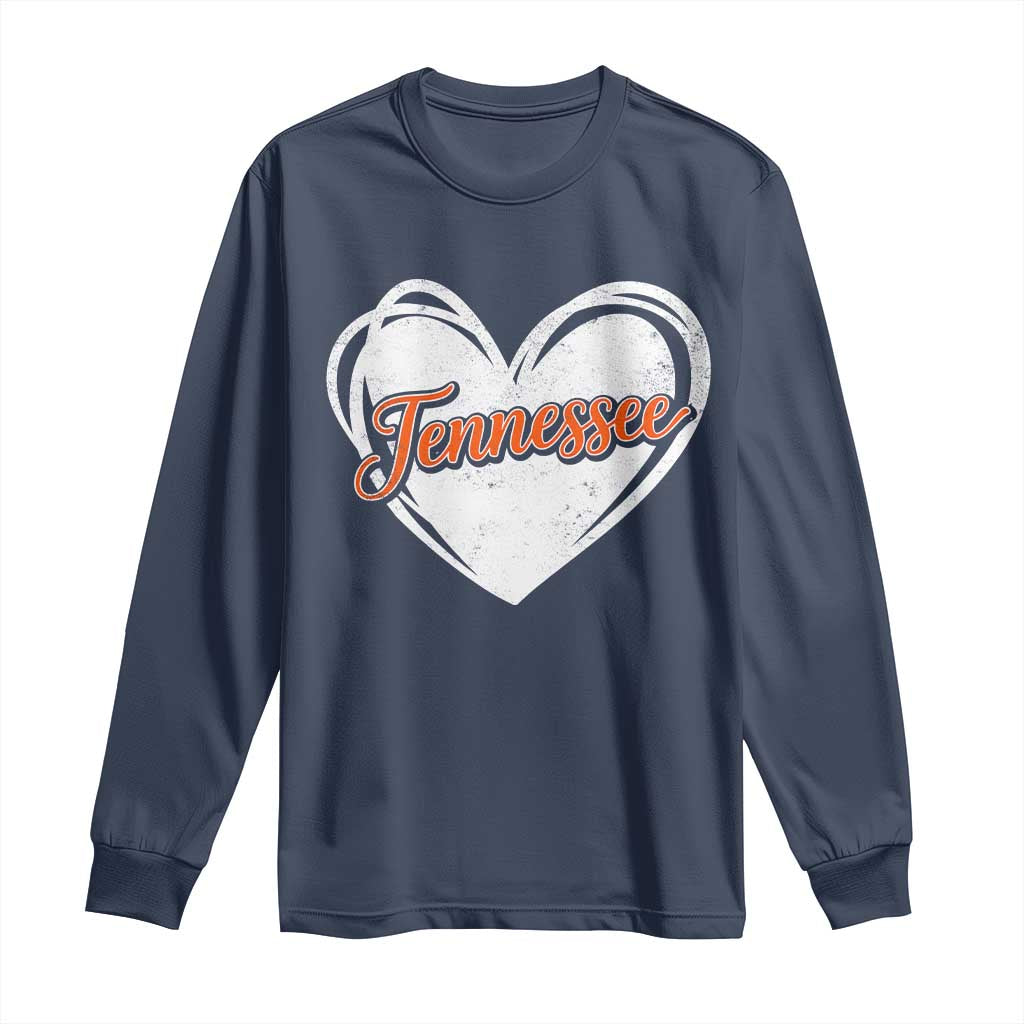 Vintage Tennessee Long Sleeve Shirt Heart Graphic TN Orange US State