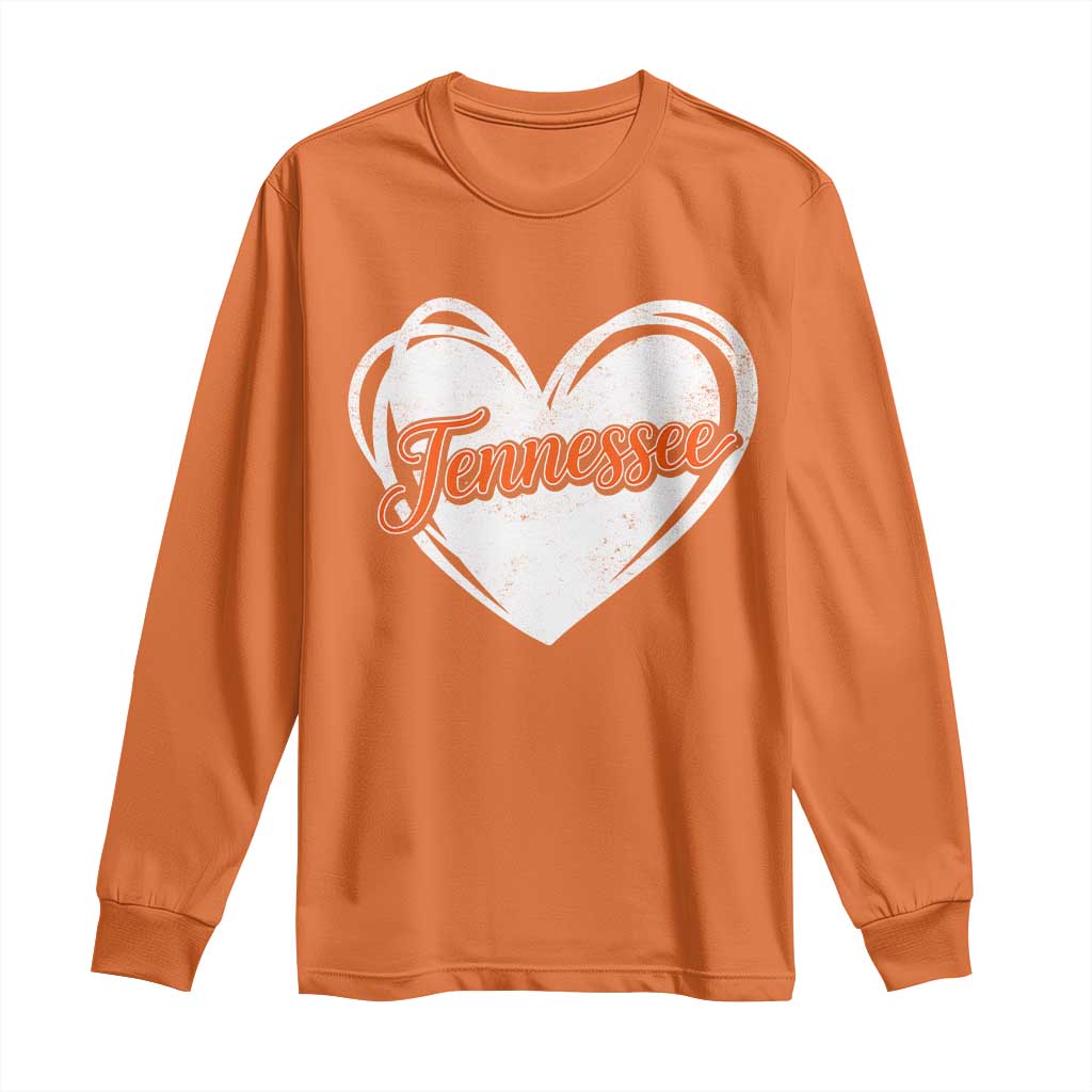 Vintage Tennessee Long Sleeve Shirt Heart Graphic TN Orange US State