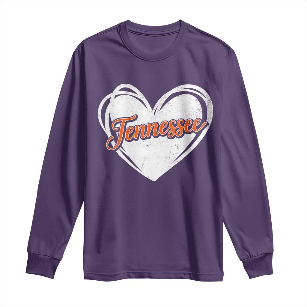 Vintage Tennessee Long Sleeve Shirt Heart Graphic TN Orange US State