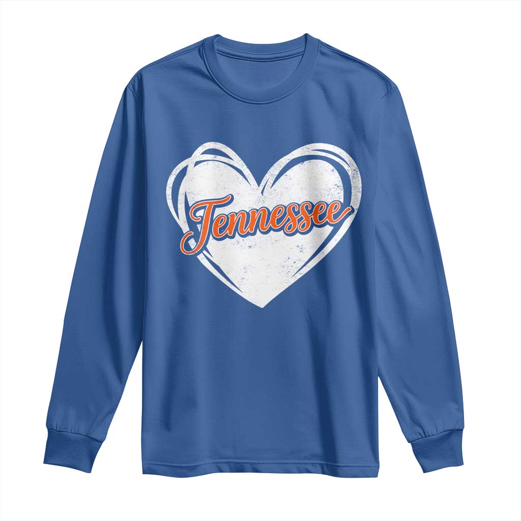 Vintage Tennessee Long Sleeve Shirt Heart Graphic TN Orange US State