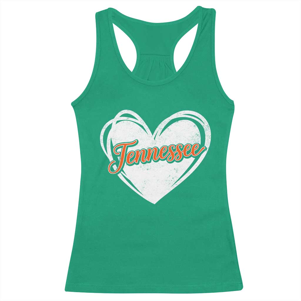 Vintage Tennessee Racerback Tank Top Heart Graphic TN Orange US State